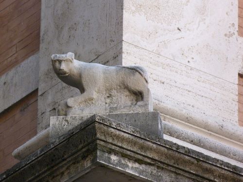 Marble cat in Via della Gatta