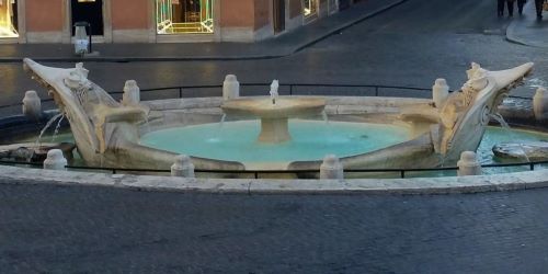 The "Barcaccia" Fountain in Piazza di Spagna